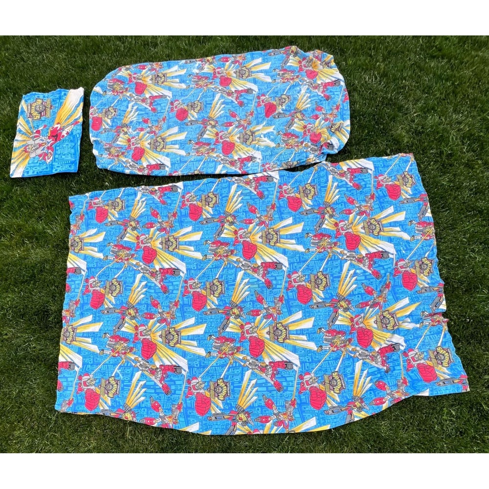 Vintage 1994 Superhuman‎ Samurai Syber-Squad Twin Sheet Set 3pc DIC Tsuburaya